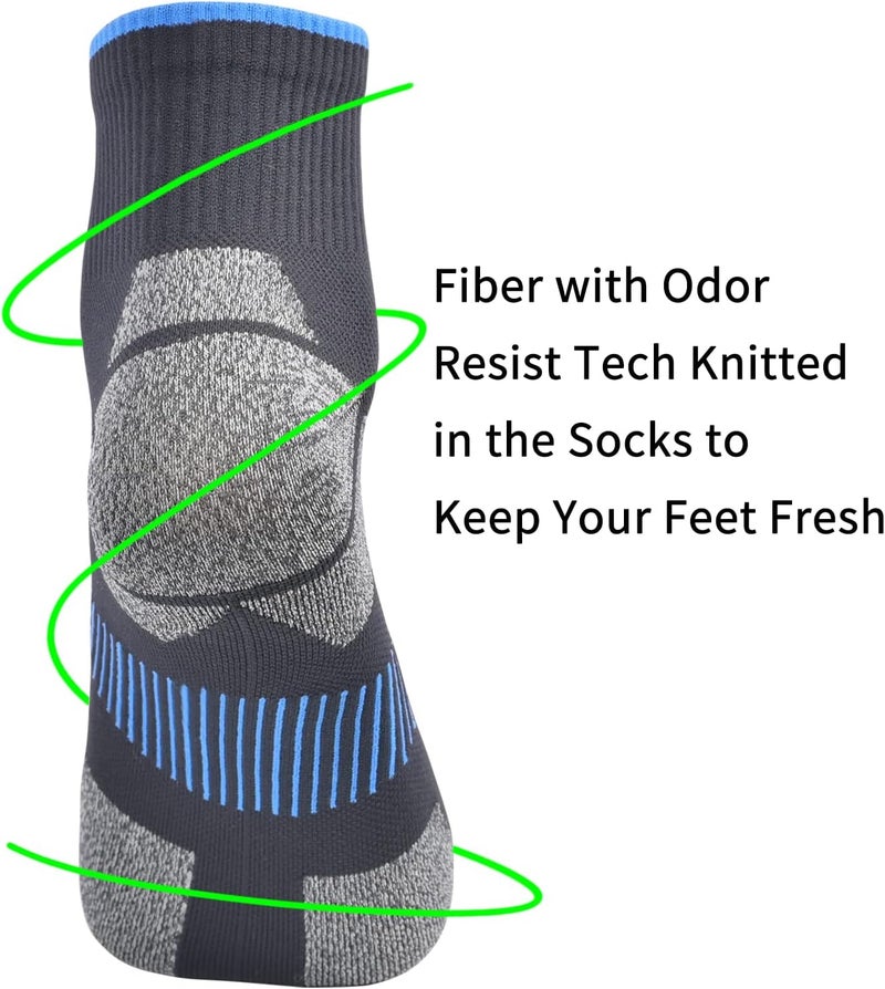 WindCrosser Mens and Womens Anti Odor Blister Resistant Seamless Thin Compression Quarter Crew Athletic Cycling Socks - Image 5